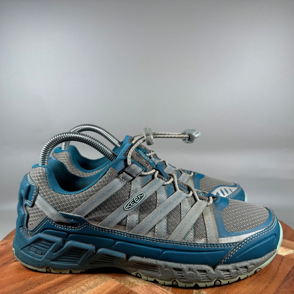 KEEN Versatrail Women 7.5 Blue Gray Hiking Shoes Bungee Lace 1014596